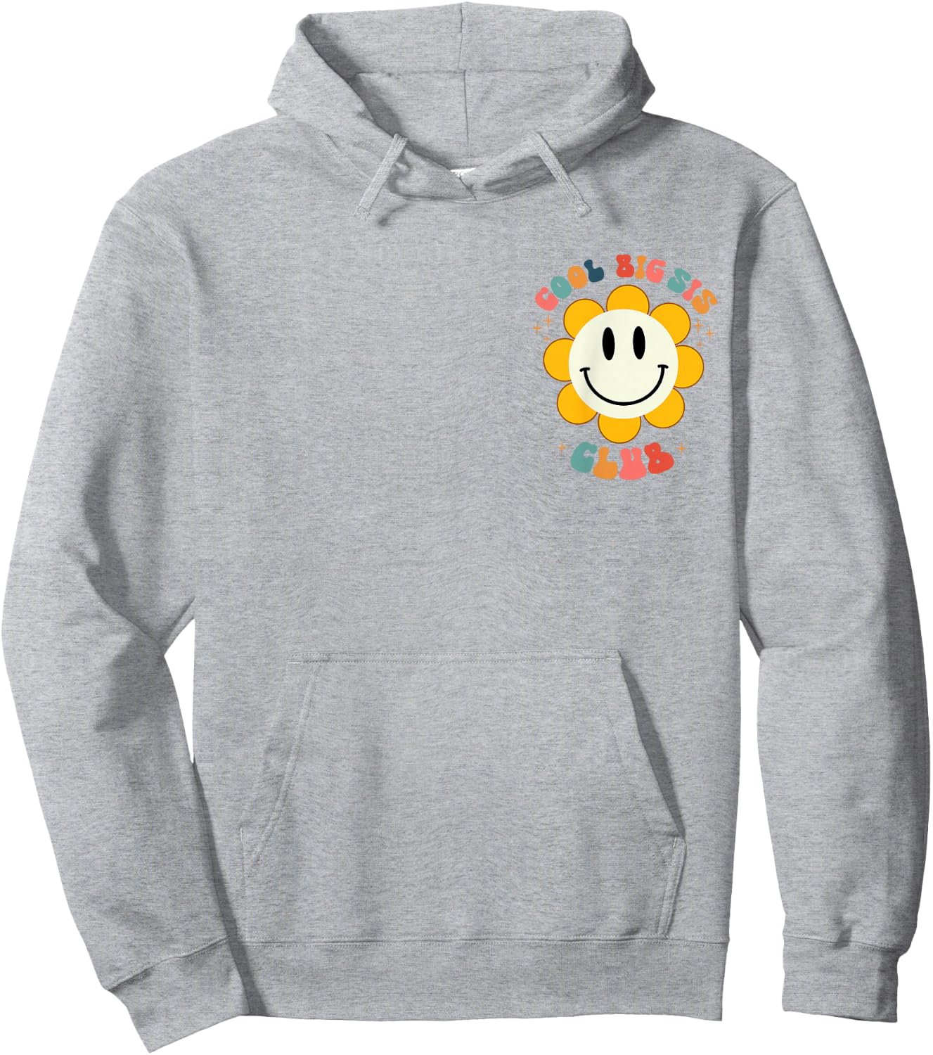 Retro Cool Big Sis Club Floral Big Sister Vorder- und Rückseite Hoodie - Hoodie | Ash