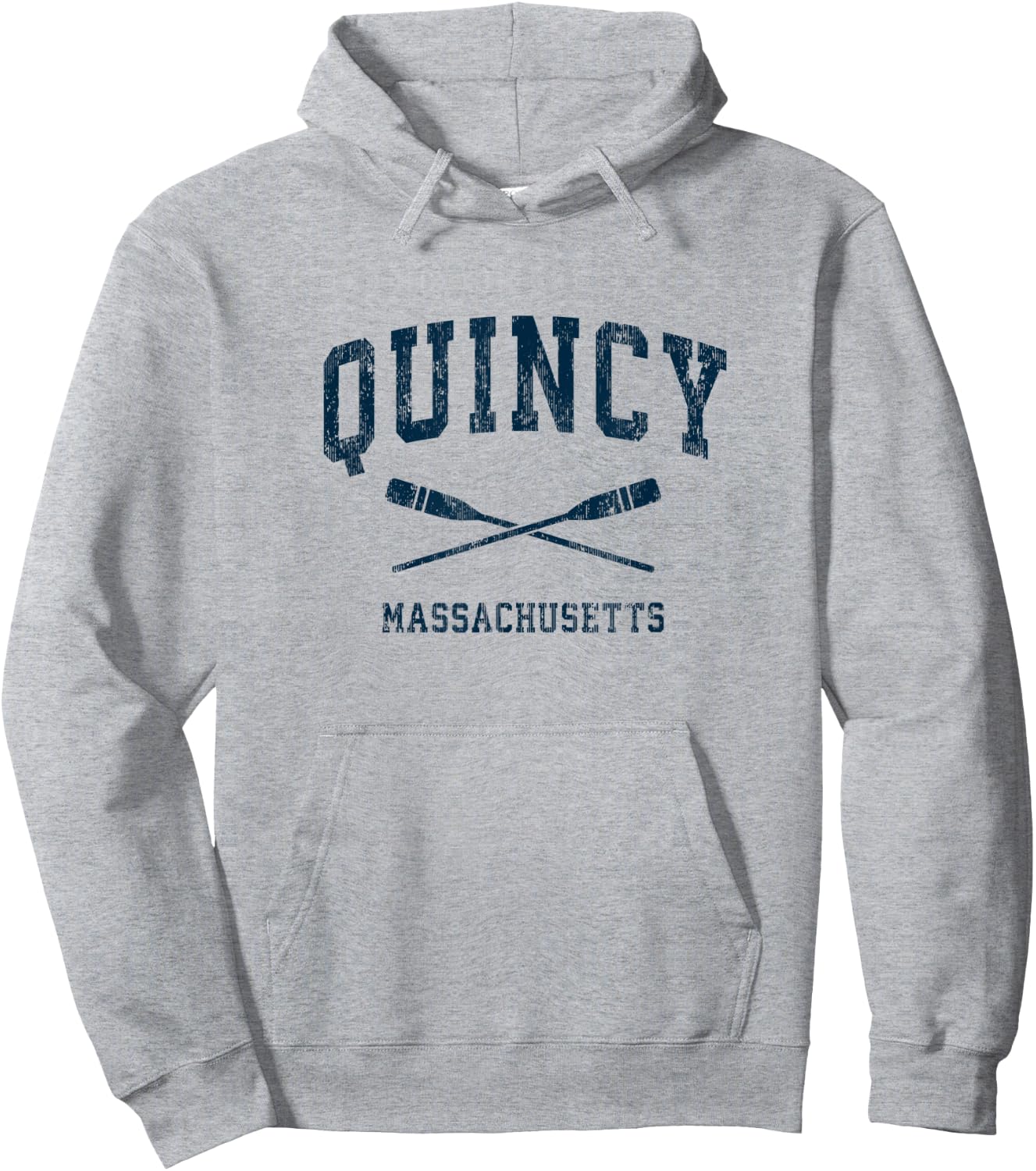 Quincy Massachusetts Vintage Nautical Paddles Sports Oars Hoodie - Hoodie | Ash