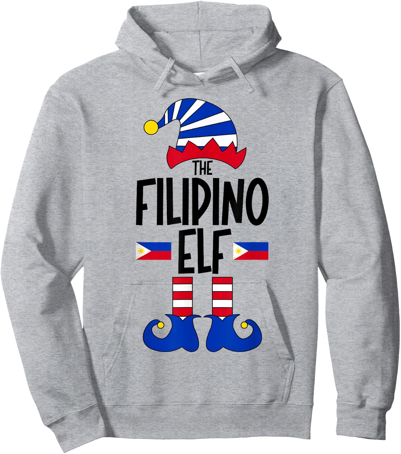 Filipino Elf Philippines Funny Group Matching Christmas Elf Hoodie - Hoodie | Ash