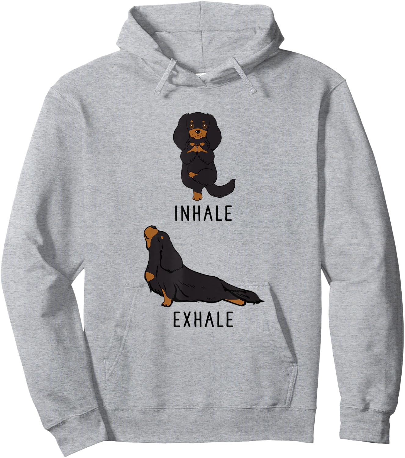 Inhale Exhale Cavalier King Charles Spaniel Funny Dog Yoga Women Girls Kids Hoodie - Hoodie | Ash