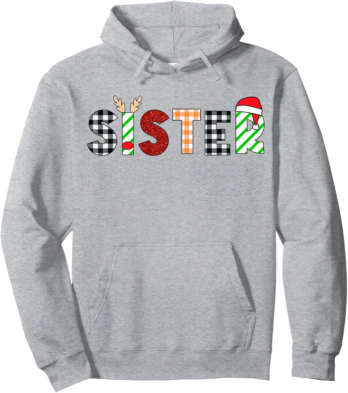 Sister Santa Christmas Family Matching Pajamas Mama Xmas Hoodie - Hoodie | Ash