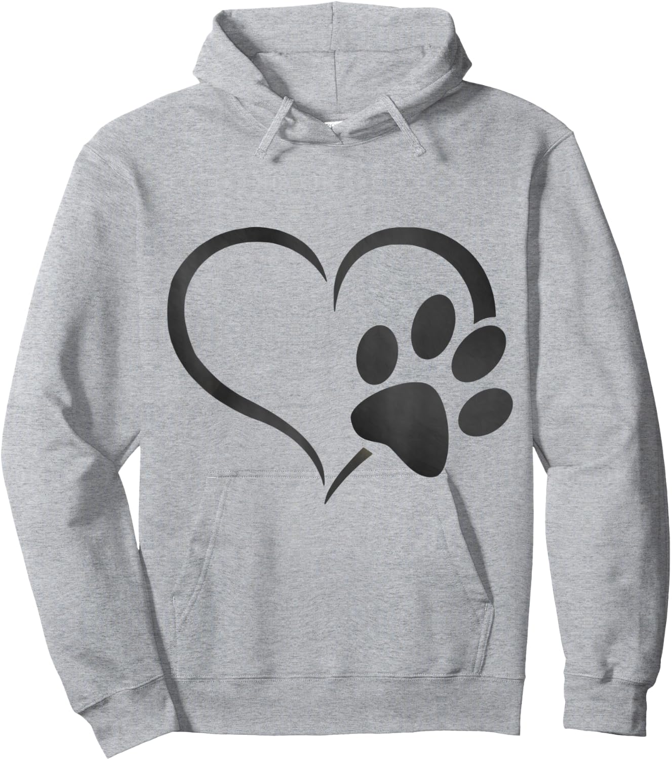 light grey black Dog Paw Print heart For Dogs Lover Women Kids Hoodie - Hoodie | Ash