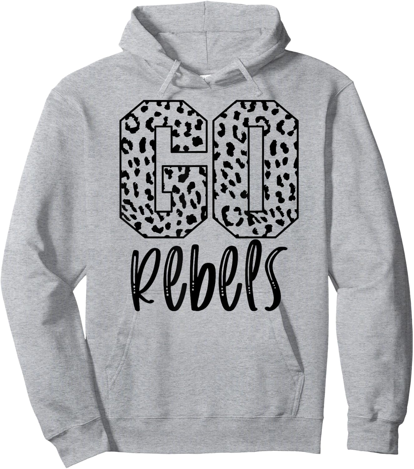 Rebels Team Mascot School Spirit Game Night Leopard Print Hoodie - Hoodie | Ash
