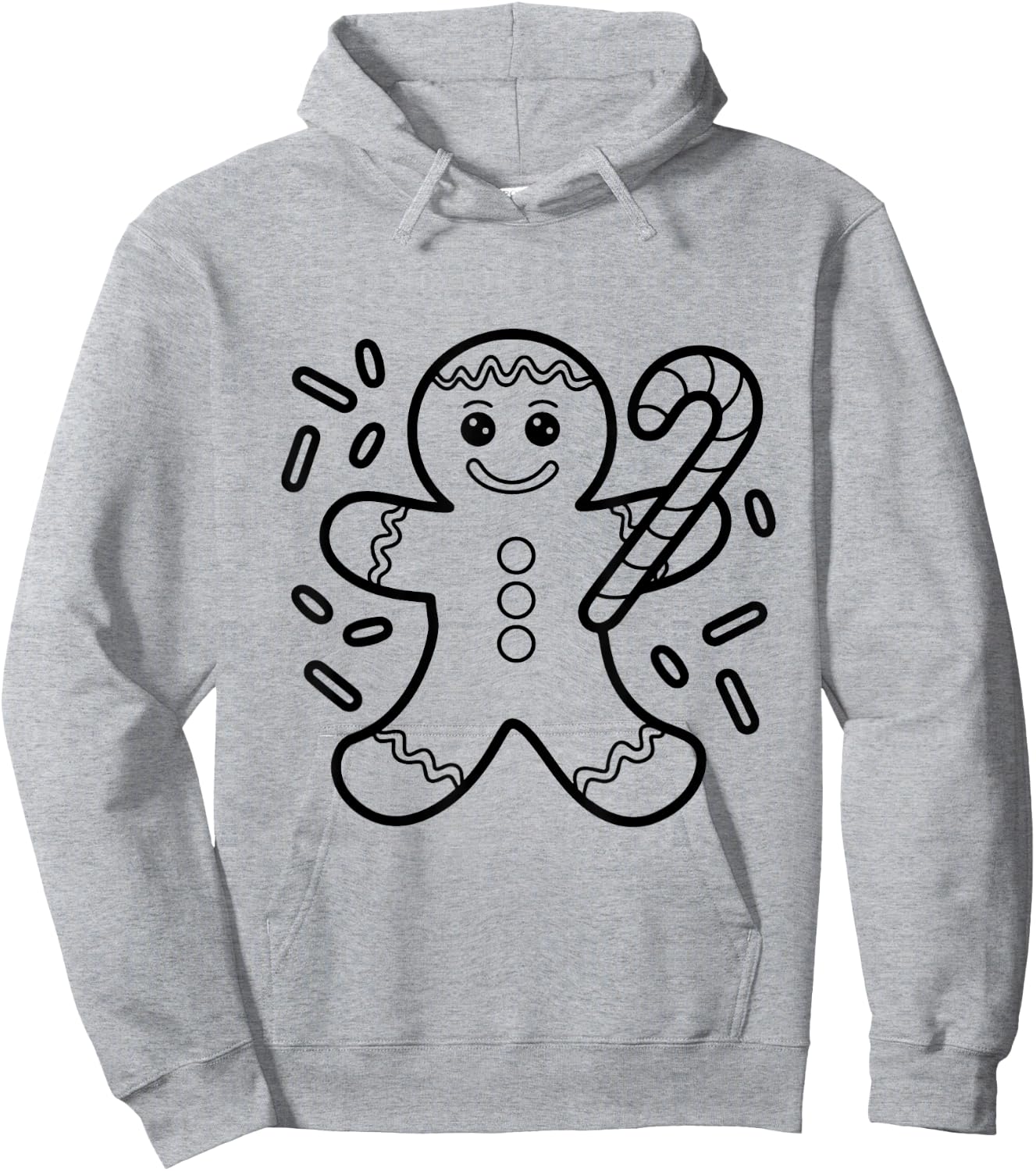 Christmas Gingerbread Man Color Your Own Craft for Kids Hoodie - Hoodie | Ash