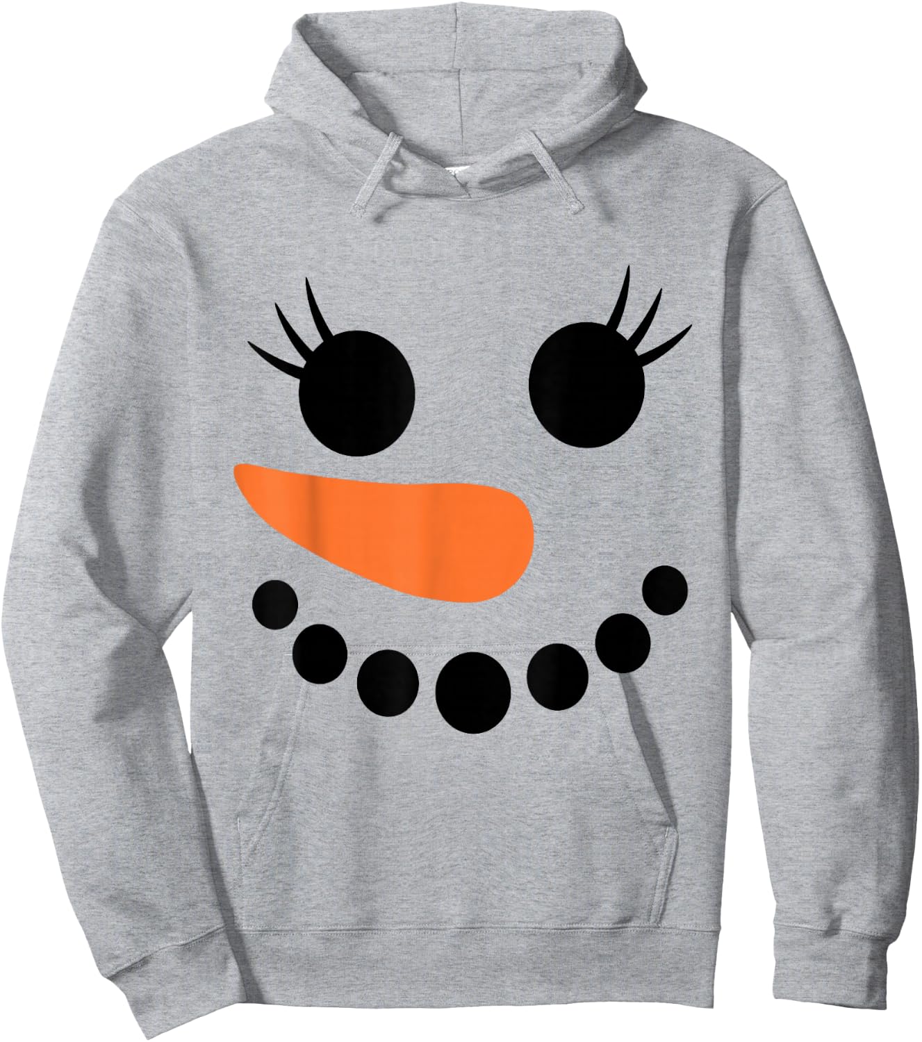 Winter Snowman Face Eyelashes Christmas Xmas For Girl Hoodie - Hoodie | Ash