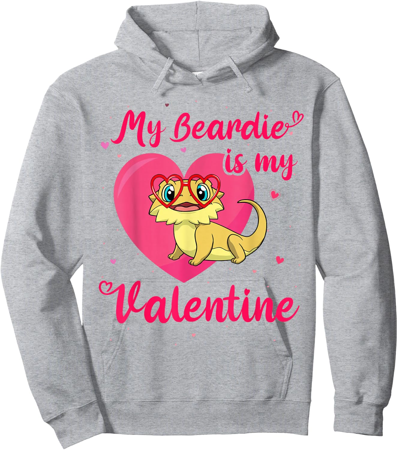 Bearded Dragon Valentines Day Beardie Cute Lizard Valentine Hoodie - Hoodie | Ash