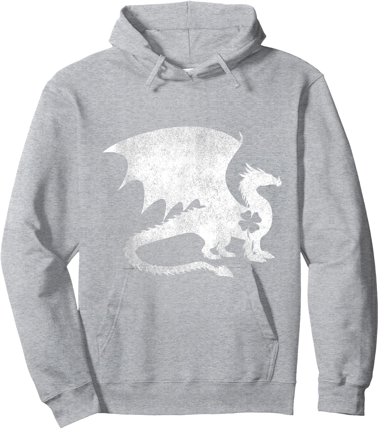 Dragon Silhouette Lucky Shamrock St. Patrick's Day Hoodie - Hoodie | Ash