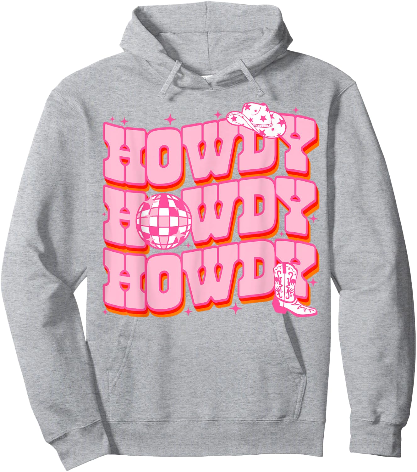 Howdy Southern Western Girl Country Rodeo Pink Cowgirl Disco Hoodie - Hoodie | Ash