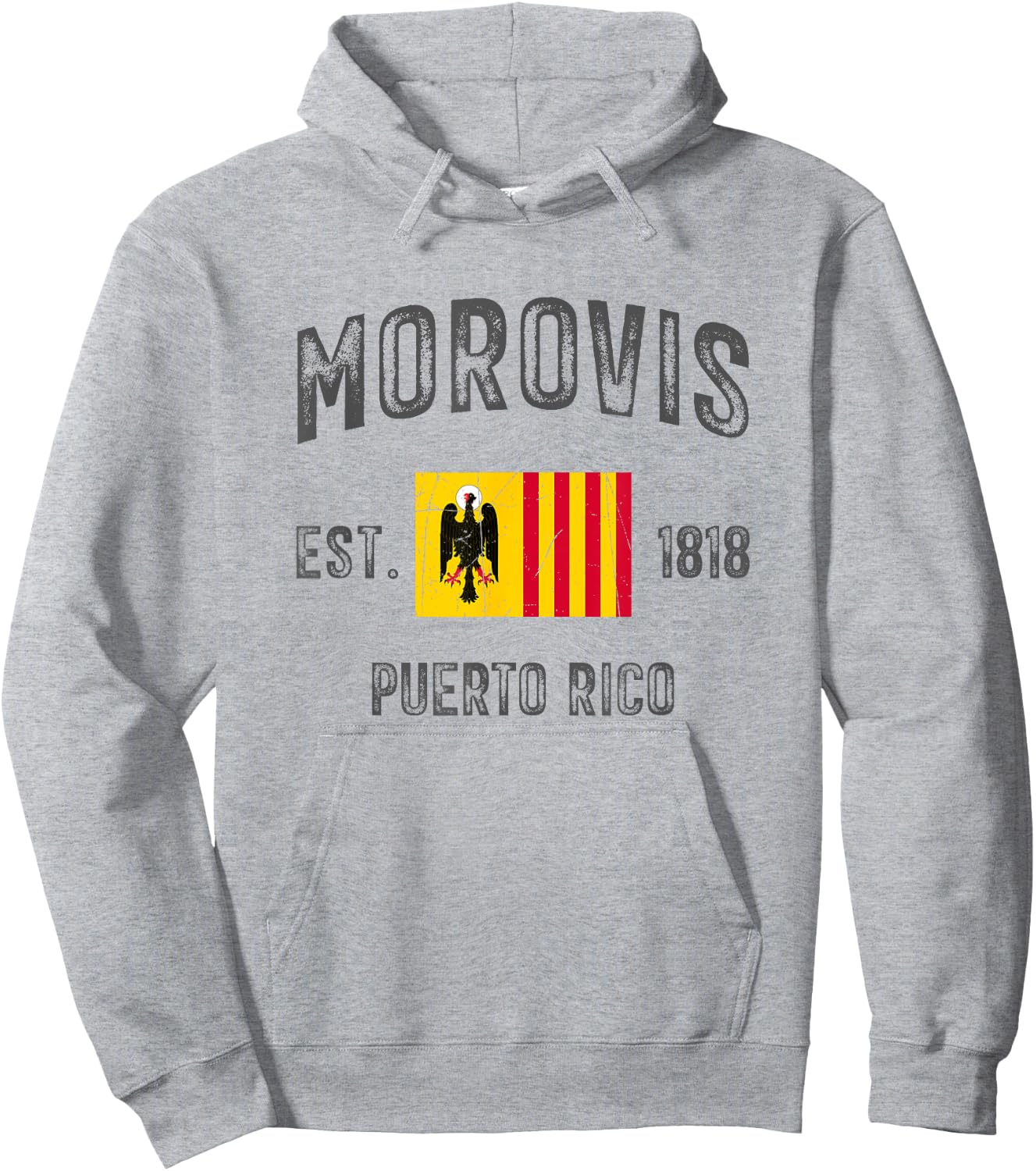 Vintage Morovis EST.1818 Puerto Rico Flag Design Hoodie - Hoodie | Ash