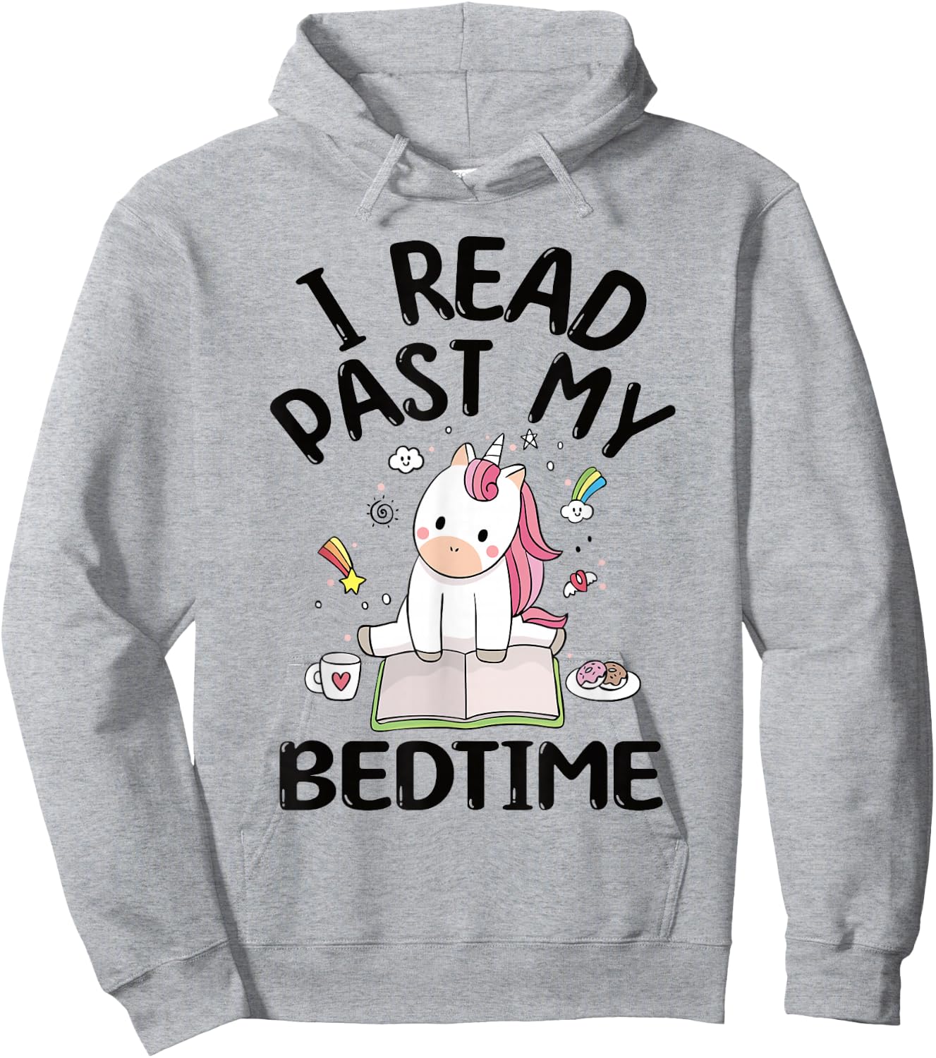 I Read Past My Bedtime Reading Unicorn Book Lover Hoodie - Hoodie | Ash