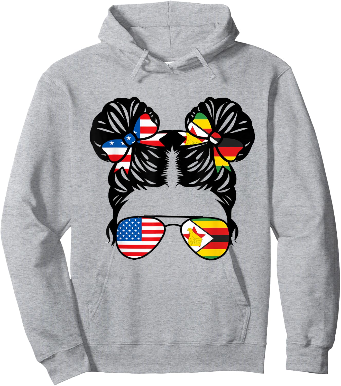 Half American Zimbabwean Girl USA Zimbabwe Flag Patriot Hoodie - Hoodie | Ash