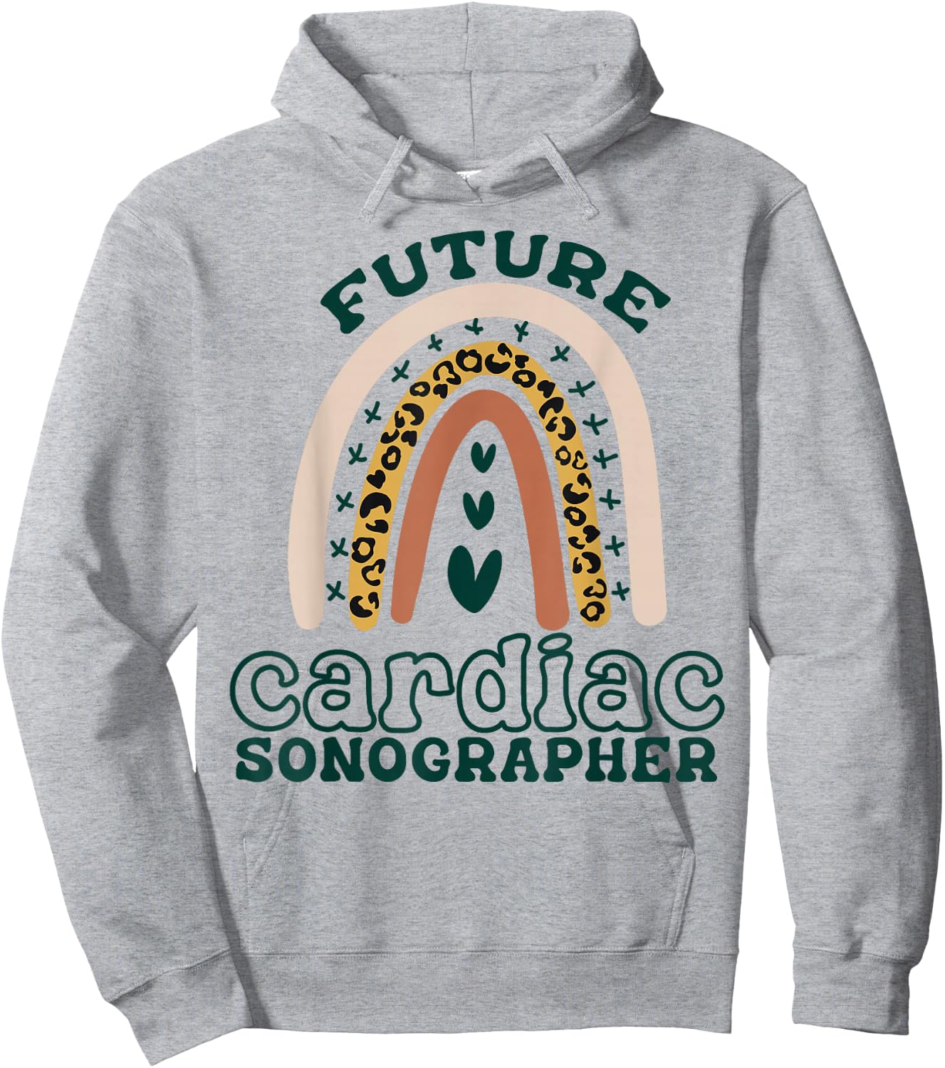 Future Cardiac Sonographer Tech Boho Rainbow Leopard Cute Hoodie - Hoodie | Ash