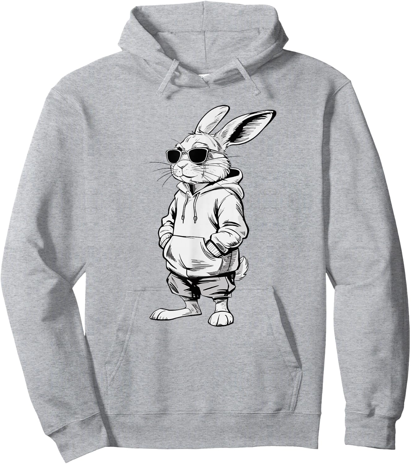 Bunny face with sunglasses easter rabbit men boys kids Hoodie - Hoodie | Ash
