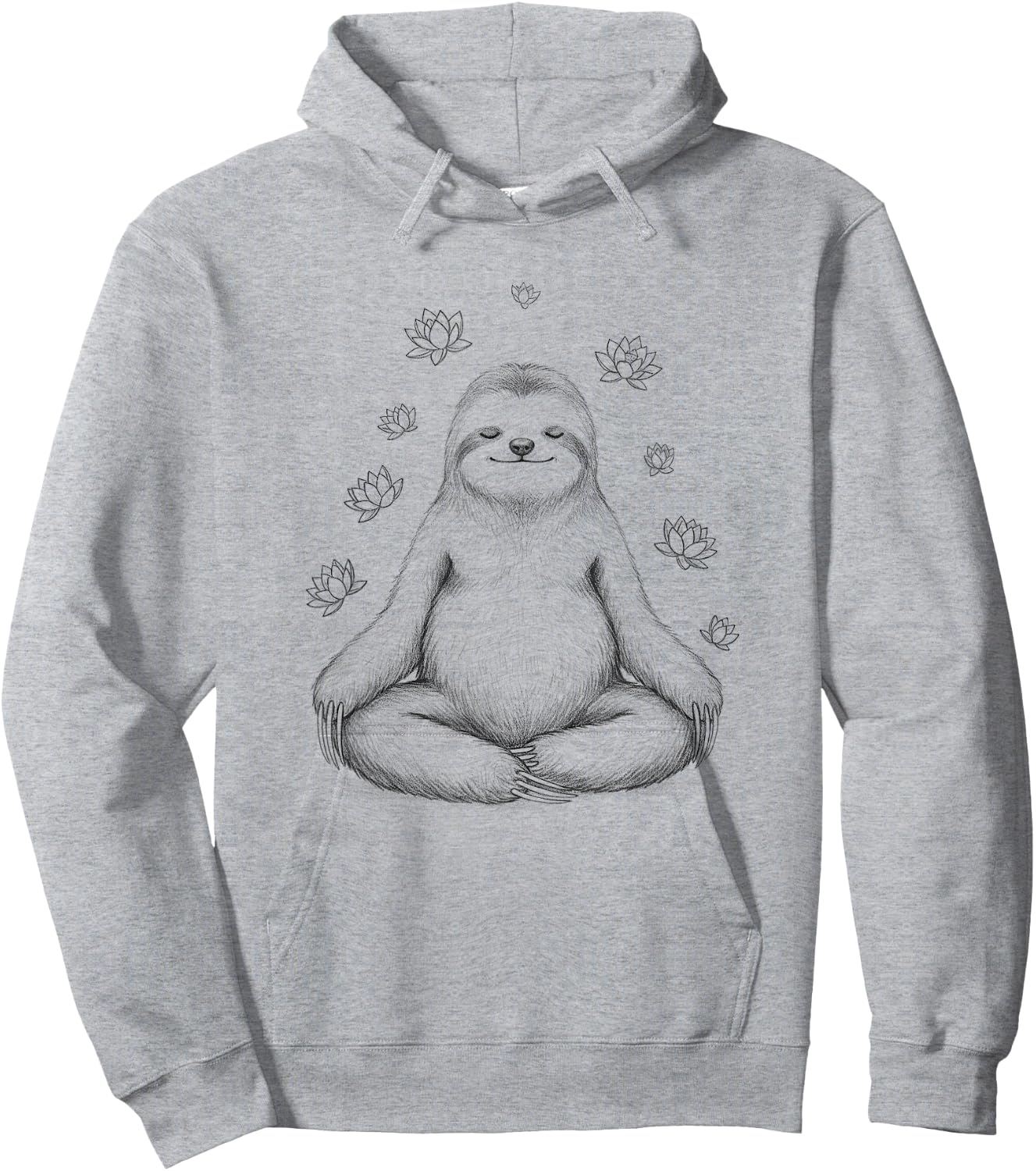 Sloth Meditation Buddhist Yoga Zen Buddha Lotus Flower Hoodie - Hoodie | Ash