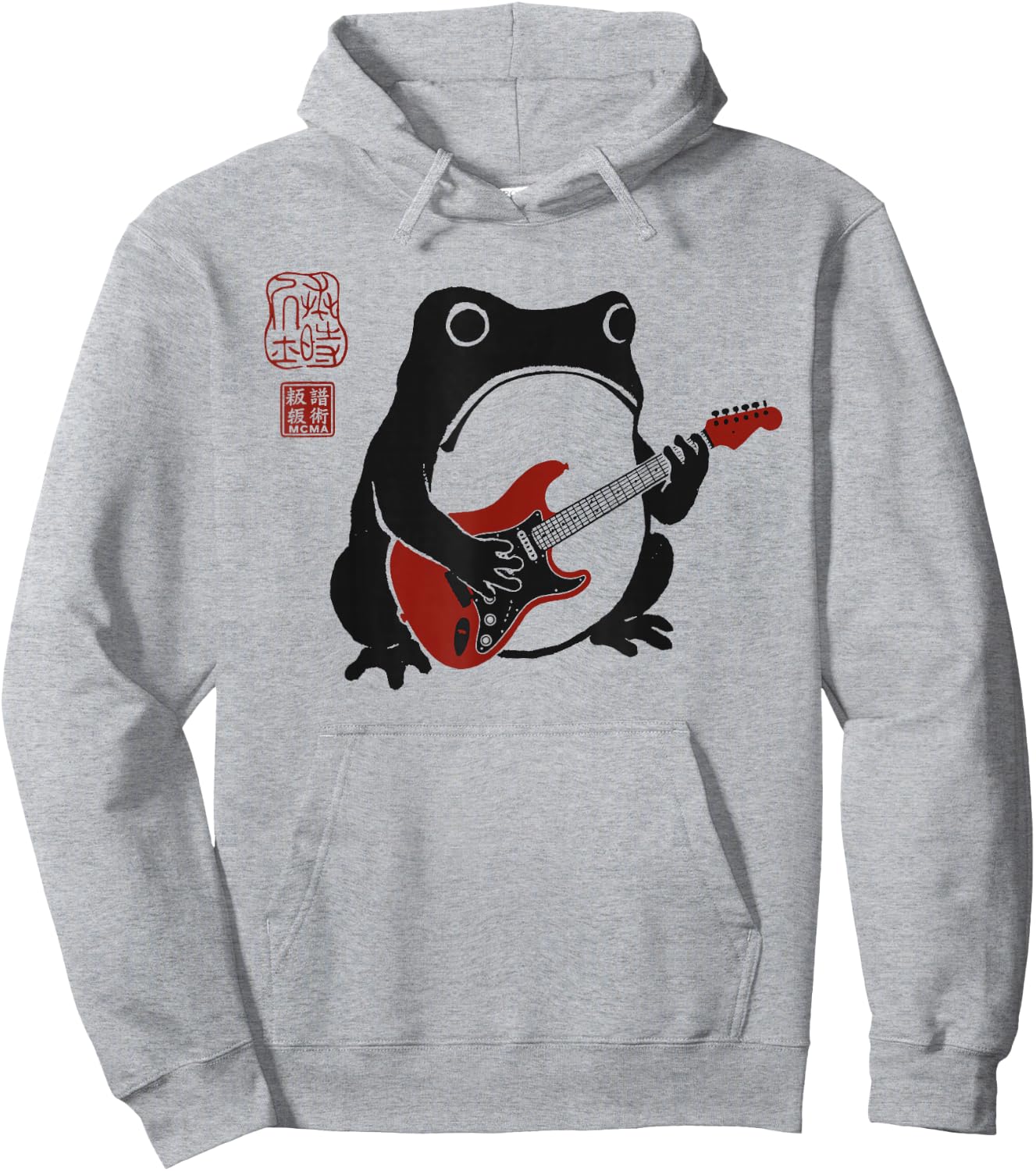 Funny Matsumoto Hoji Grumpy Frog Guitar-Player Japanese Art Hoodie - Hoodie | Ash