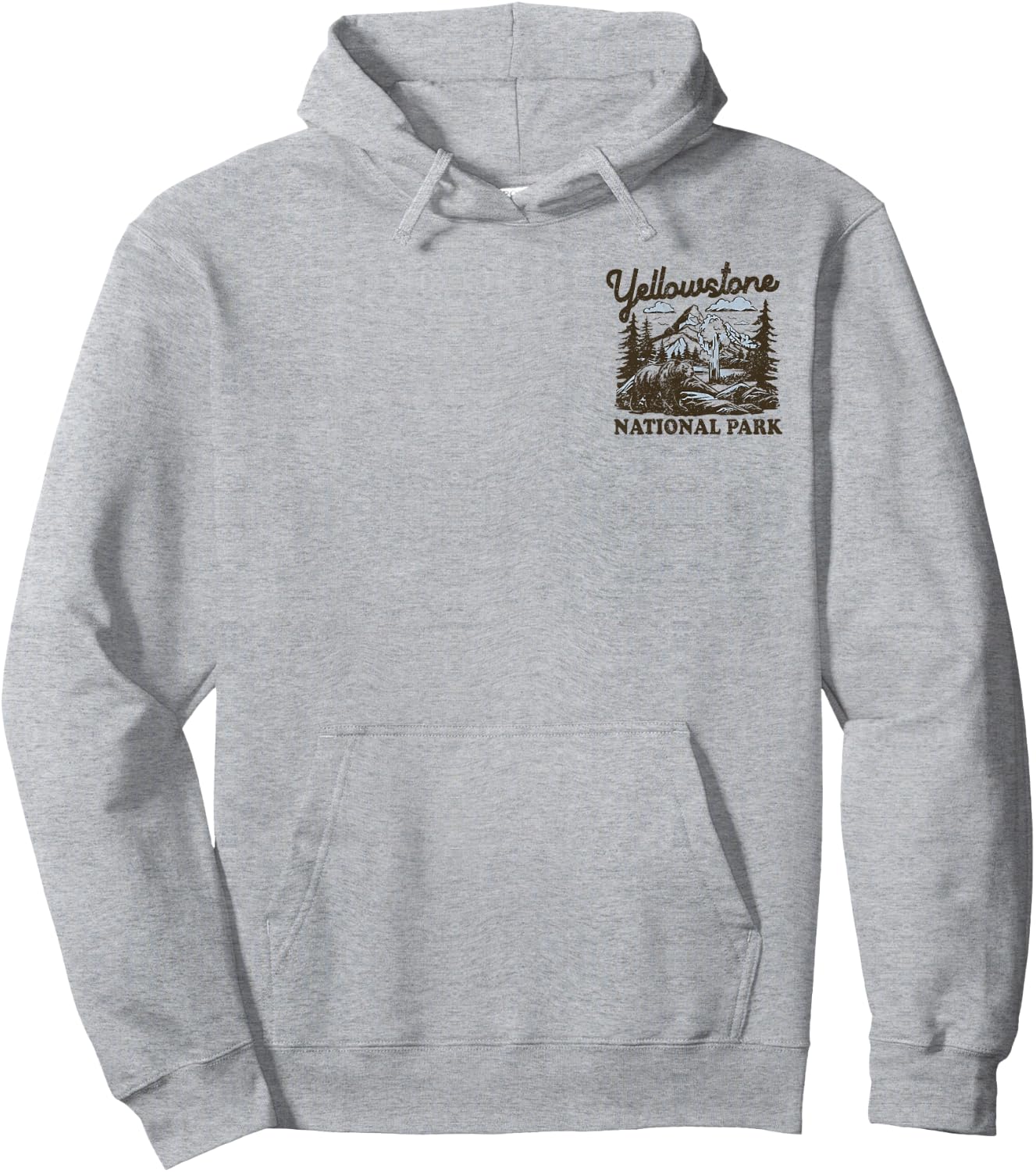 Yellowstone National Park Front and Back Hoodie - Hoodie | Ash