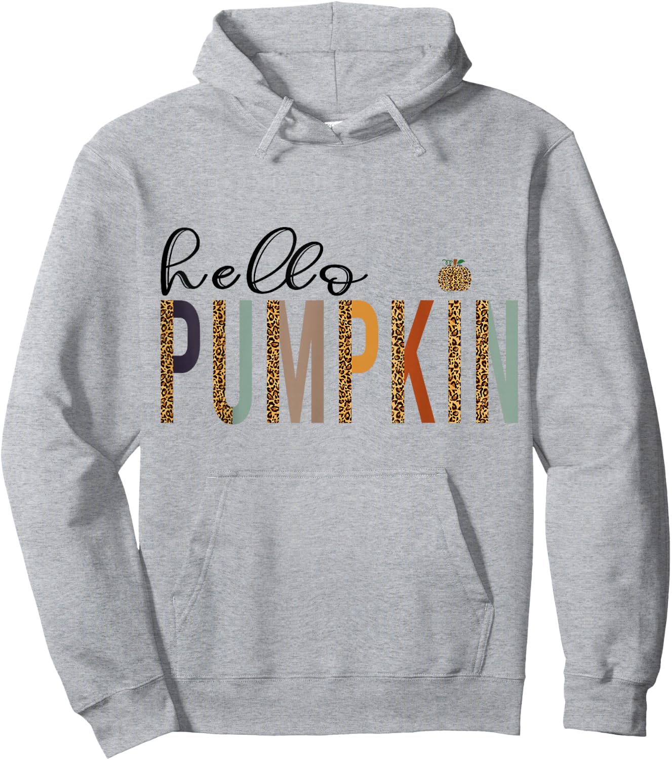 Leopard Pumpkin Hello Pumpkin Graphic Fall Halloween Costume Hoodie - Hoodie | Ash