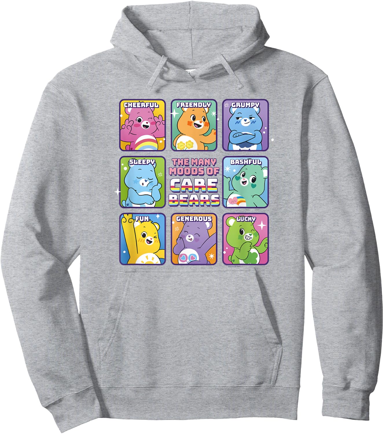 Care Bears Vintage Classic The Many Moods Of Care Bears , white, S Hoodie - Hoodie | Ash