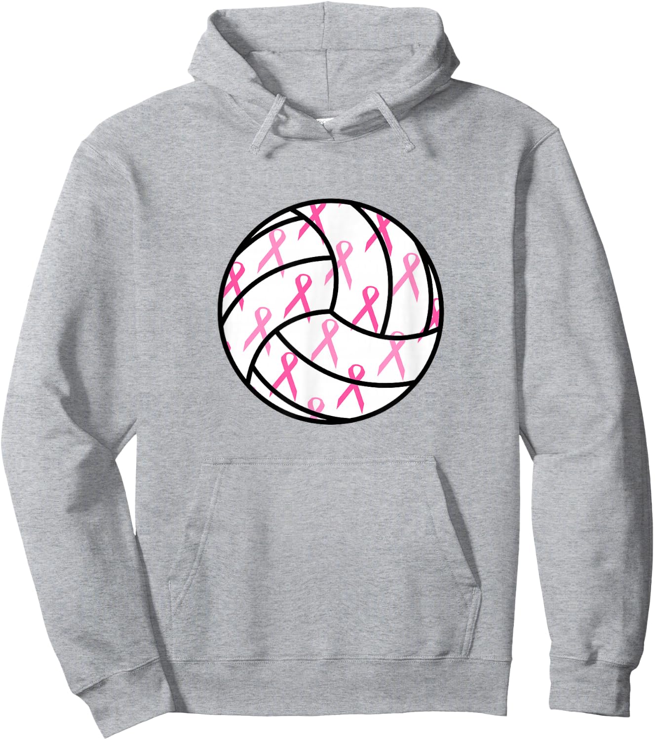 Volleyball Breast Cancer Awareness Pink Ribbon Teens Women Hoodie - Hoodie | Ash