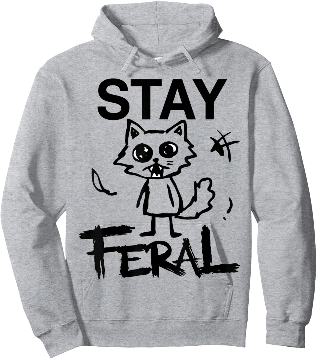 Funny Cat Anti Social Humor Stay Feral Hoodie - Hoodie | Ash