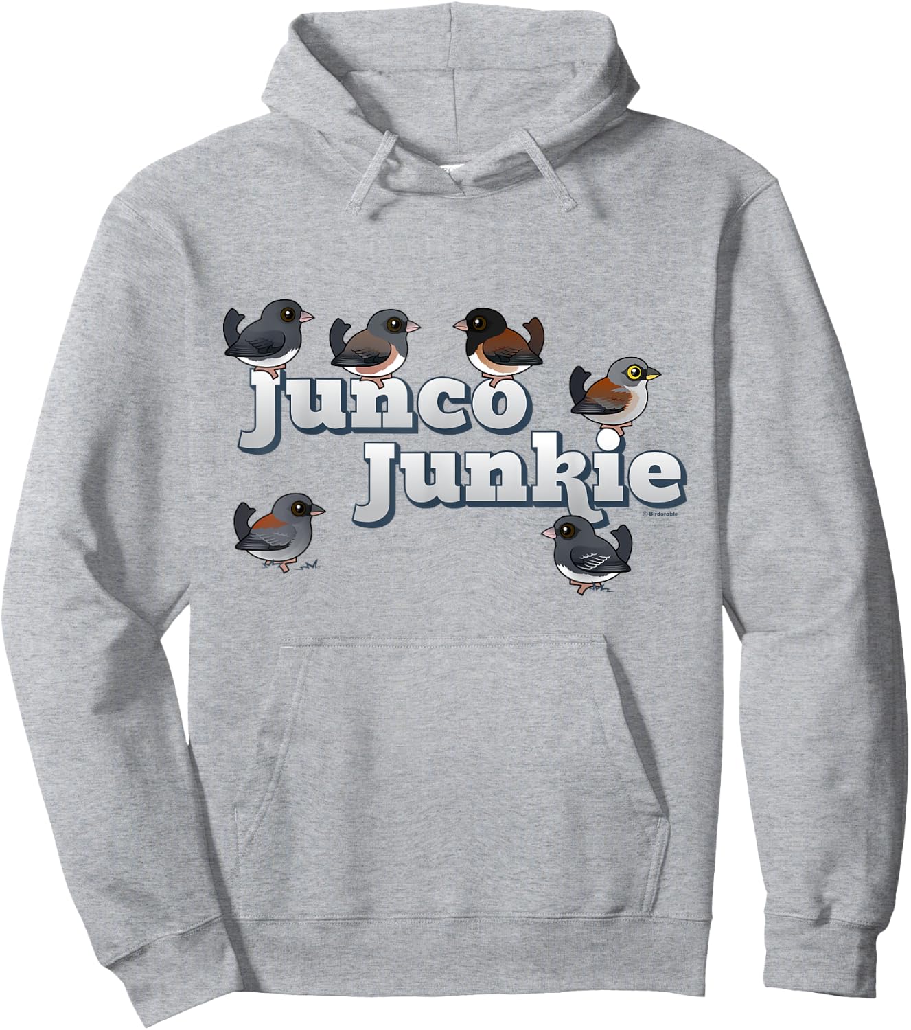 Cute Cartoon Junco Junkie Birdorable Birds Dark-eyed Juncos Hoodie - Hoodie | Ash