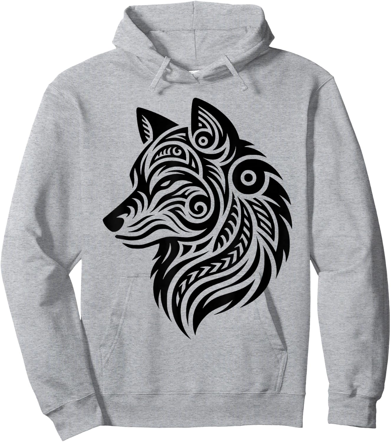 Polynesian Tribal Wolf Maori Wolf Pattern , grey, S Hoodie - Hoodie | Ash
