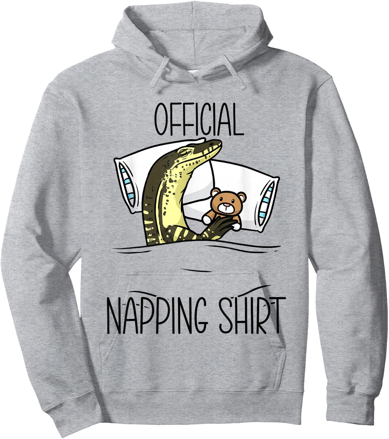 Sleeping Asian Water Monitor Lizard Reptile Napping Hoodie - Hoodie | Ash