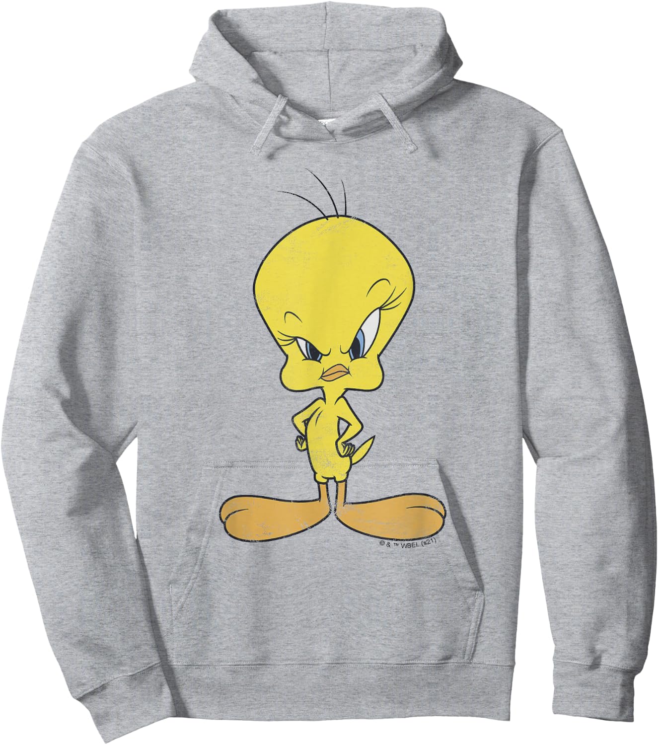 Looney Tunes Tweety Bird Distressed Glare Profile Hoodie - Hoodie | Ash