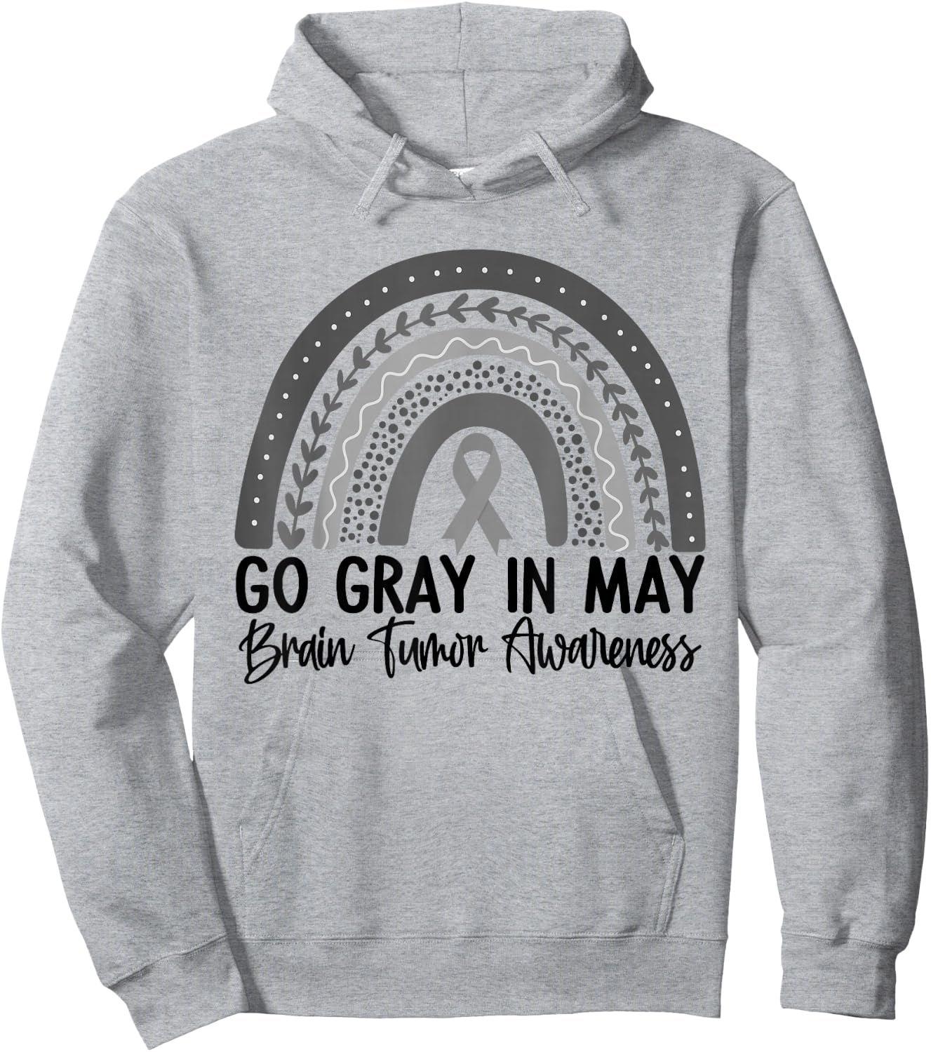 Go Gray In May Shirt Rainbow Brain Cancer Tumor Awareness Hoodie - Hoodie | Ash
