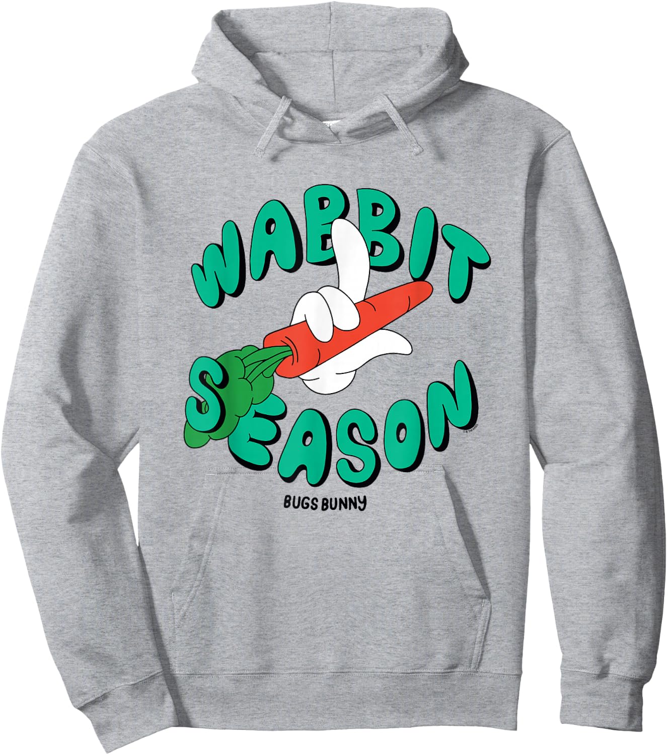 Looney Tunes Wabbit Season Bugs Bunny Carrot Logo Hoodie - Hoodie | Ash