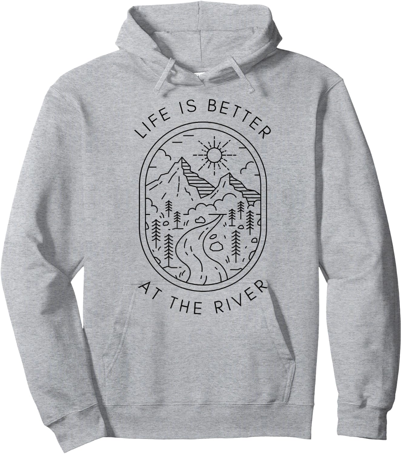 Life is Better at The River Minimalist Outdoor Nature Travel Hoodie - Hoodie | Ash