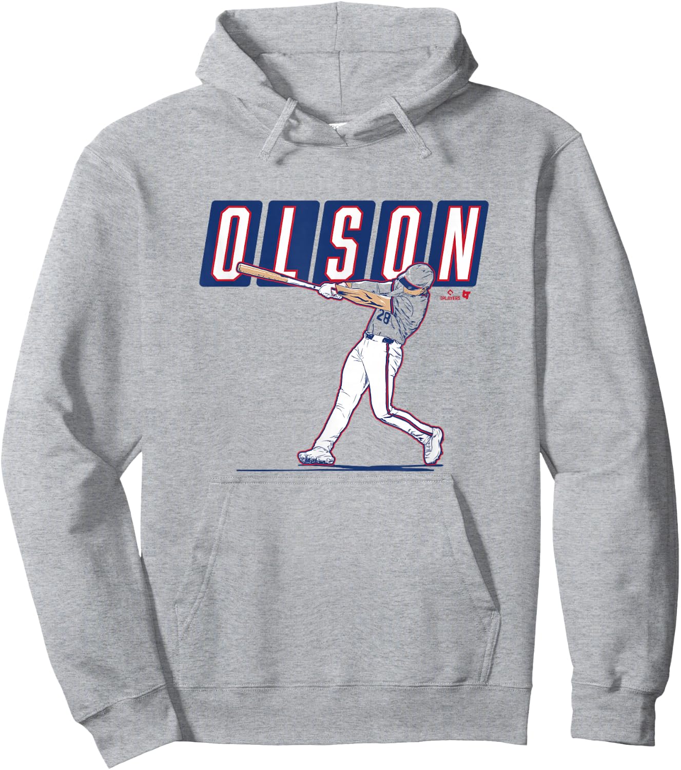 Matt Olson - ATL Slugger Swing - Atlanta Baseball Hoodie - Hoodie | Ash