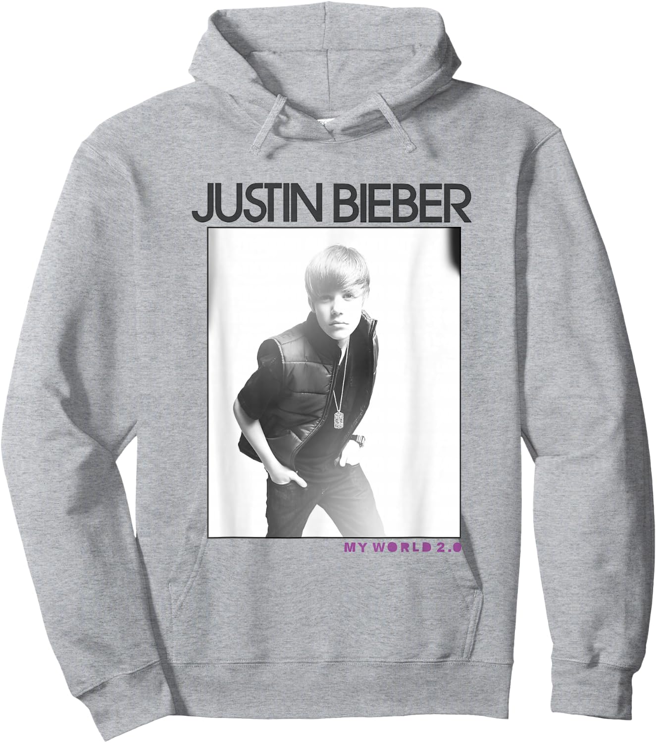 Justin Bieber Official Photo My World 2.0 , White Hoodie - Hoodie | Ash