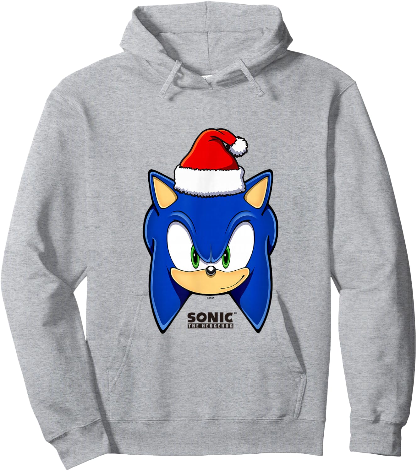 Sonic The Hedgehog Christmas Sonic With Santa Hat Hoodie - Hoodie | Ash