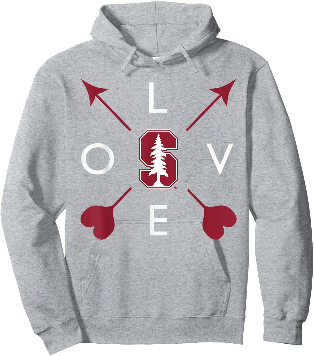 Stanford Cardinal Valentine Arrows Gray Officially Licensed Hoodie - Hoodie | Ash