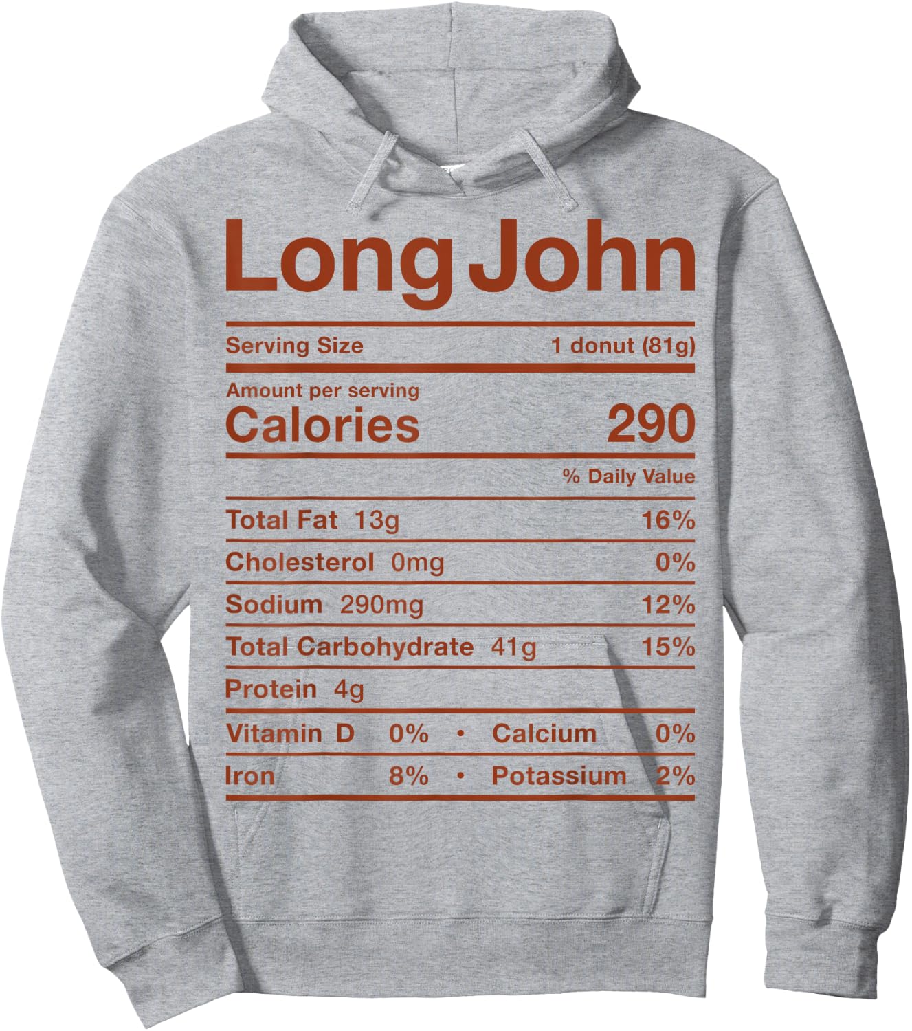 Long John Nutrition Facts Costume Food Donut Maple Iced Fall Hoodie - Hoodie | Ash
