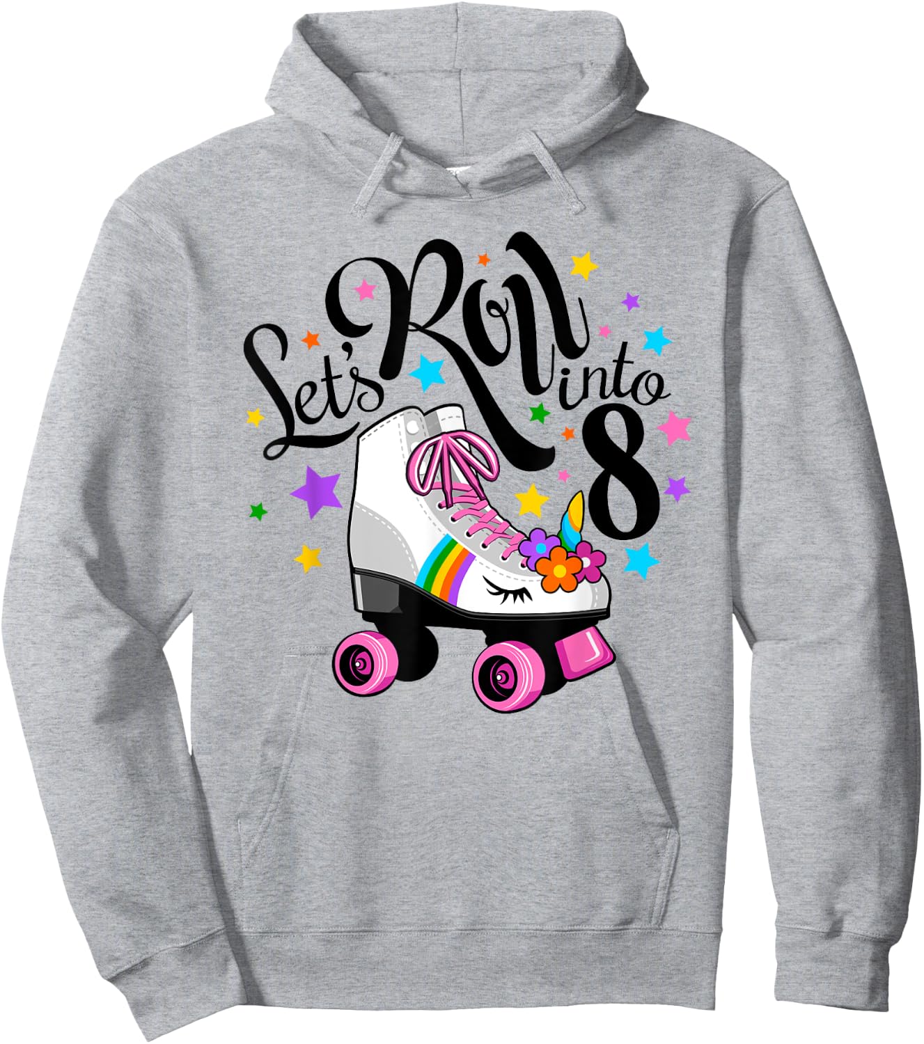 Lets roll into 8 Birthday. Unicorn, Roller skate Hoodie - Hoodie | Ash