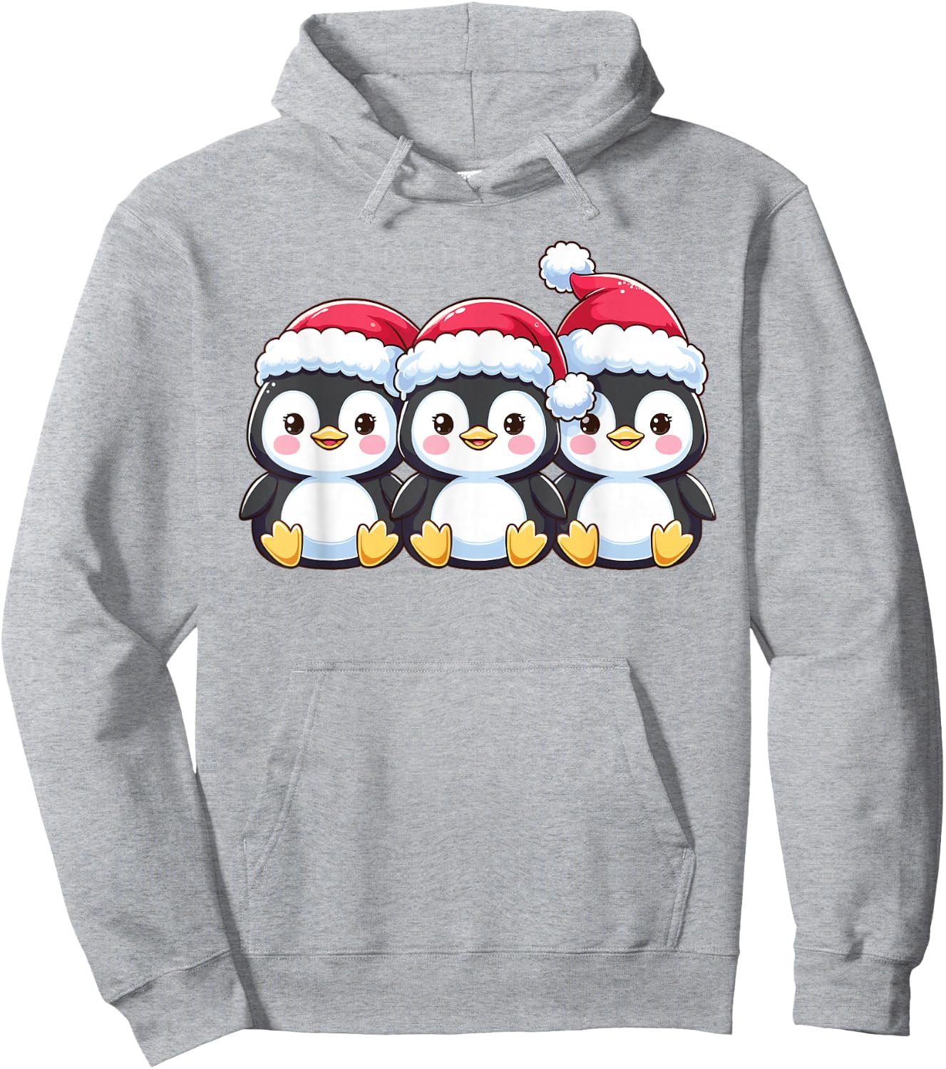 Penguin Christmas Santa Claus Animals Cute Penguins Hoodie - Hoodie | Ash