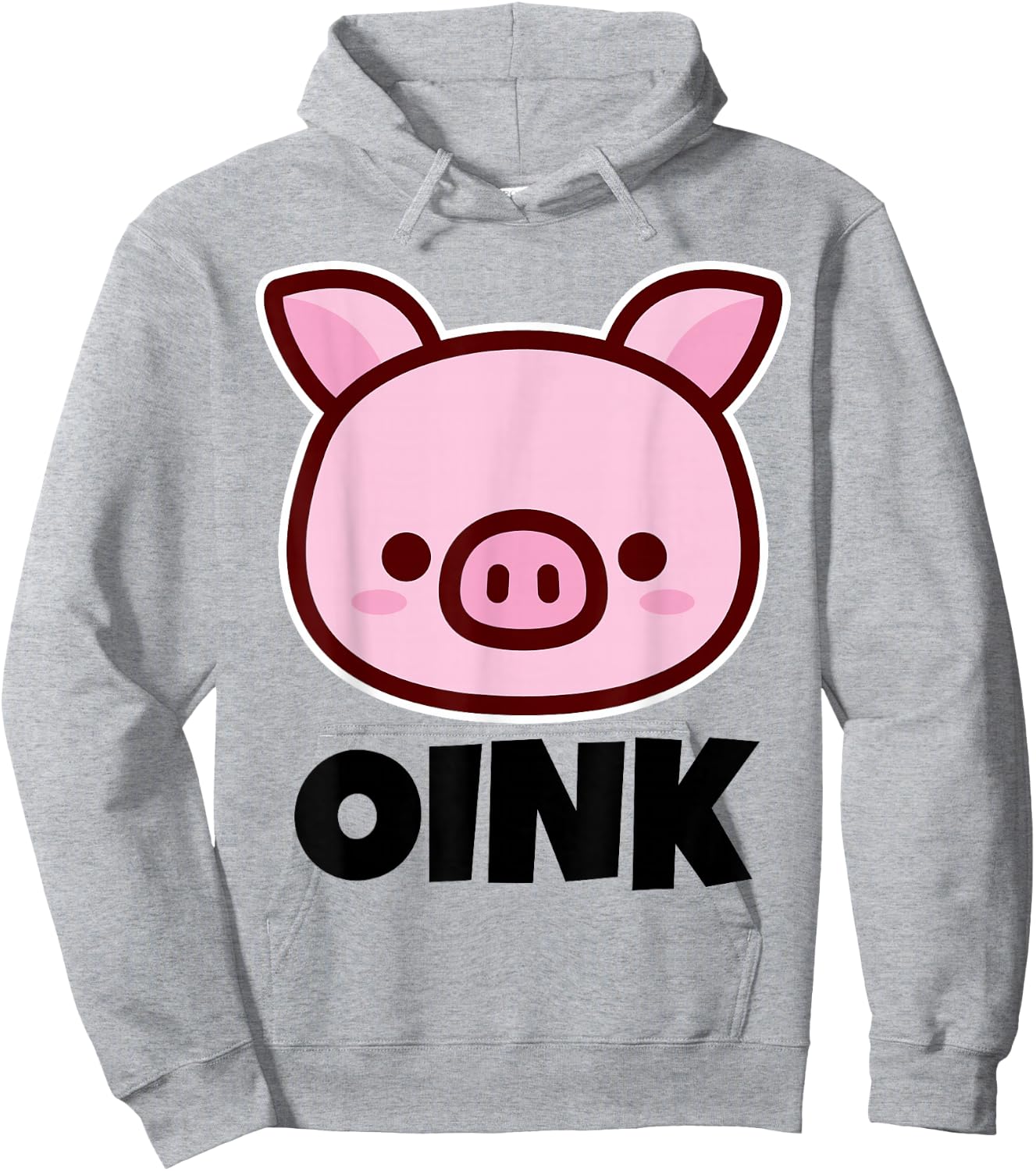 OINK Cute Childrens Pig Design for Kids | Cartoon Pig Face Hoodie - Hoodie | Ash
