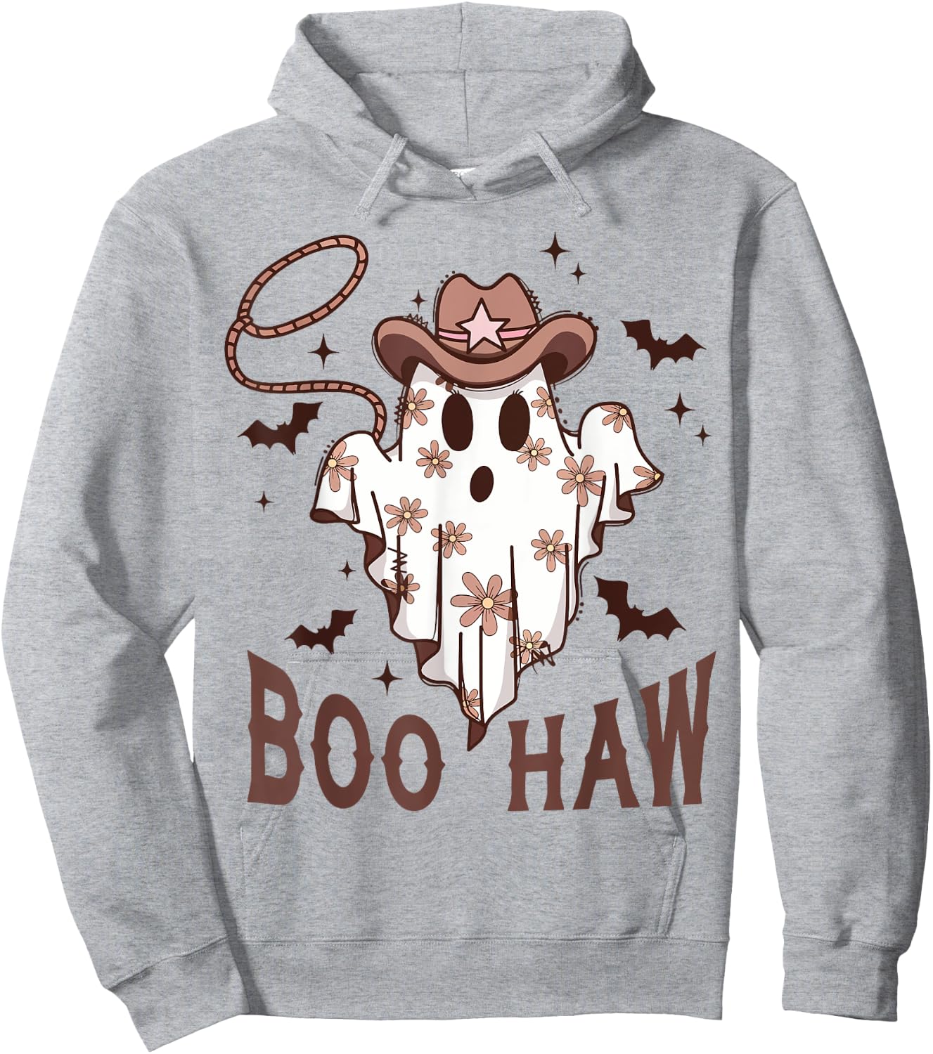 Boo Haw Cute Ghost Funny Cowboy Cowgirl Western Halloween Hoodie - Hoodie | Ash