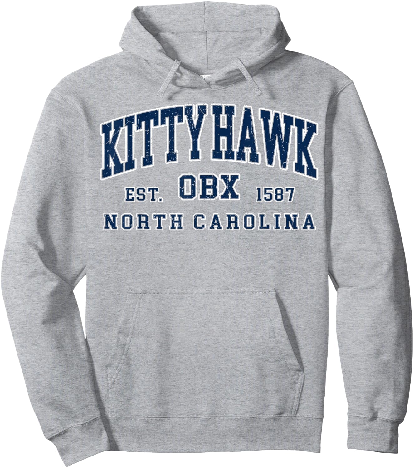 Vintage College Kitty Hawk NC Outdoor Benches Retro Navy Blue 1587 Hoodie - Hoodie | Ash