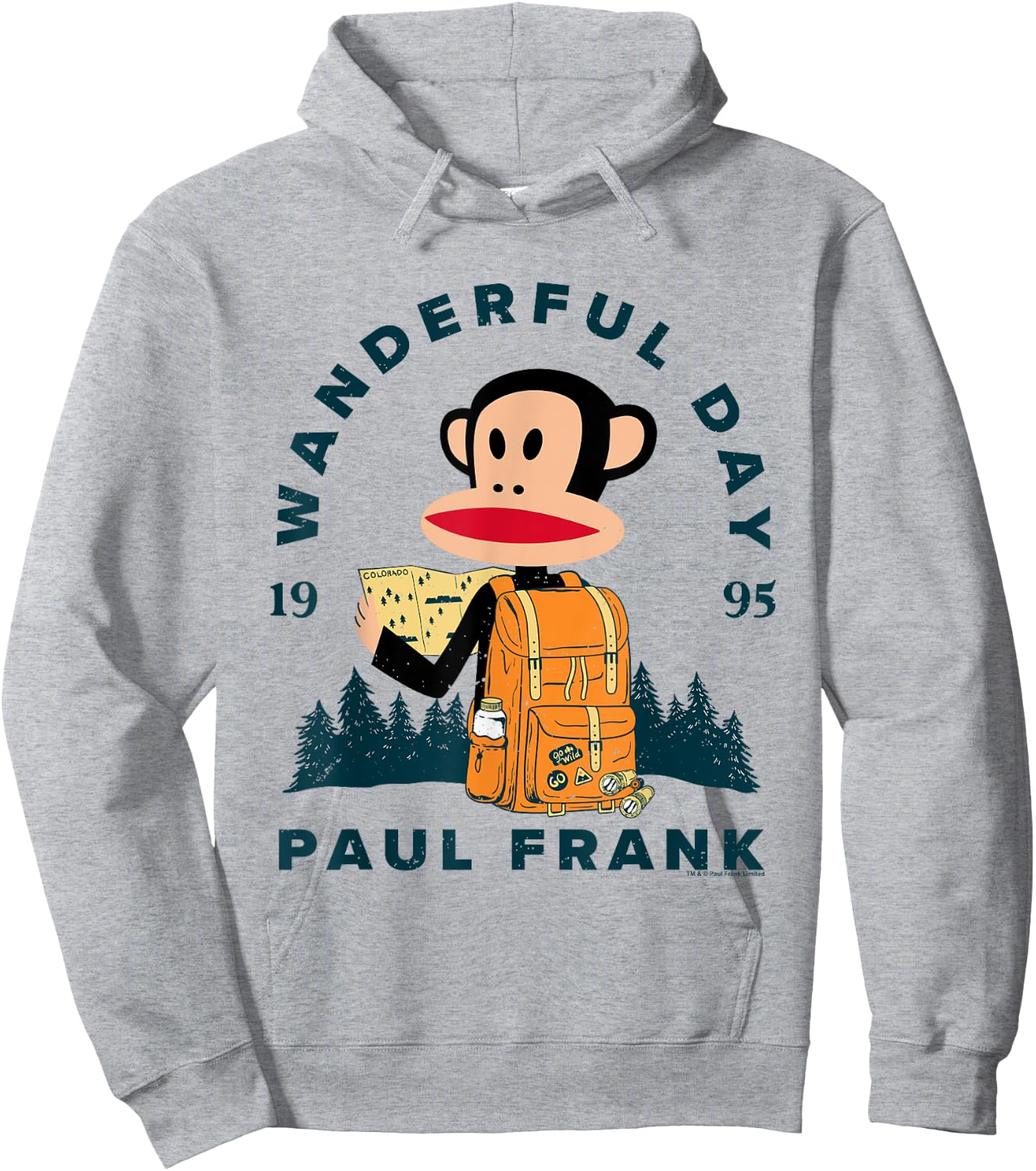 Paul Frank Julius Adventure Wanderful Day Hoodie - Hoodie | Ash