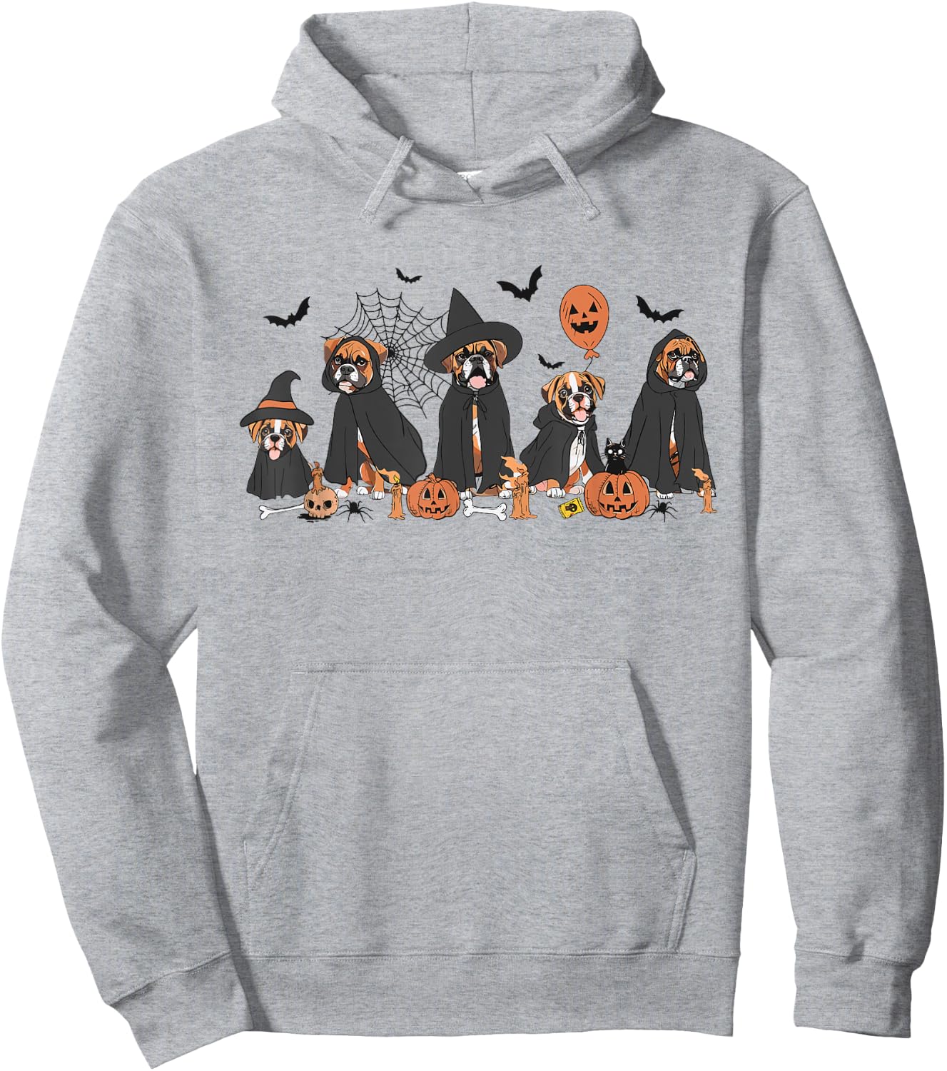 Five Witch Boxer Dog Halloween Boxer Dog Spooky Season Women Hoodie - Hoodie | Ash