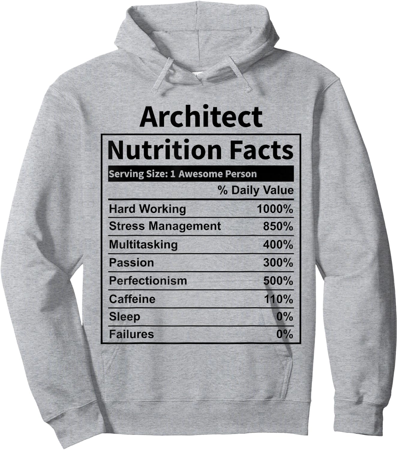 Architect Nutrition Facts Funny & Women Architecture Hoodie - Hoodie | Ash