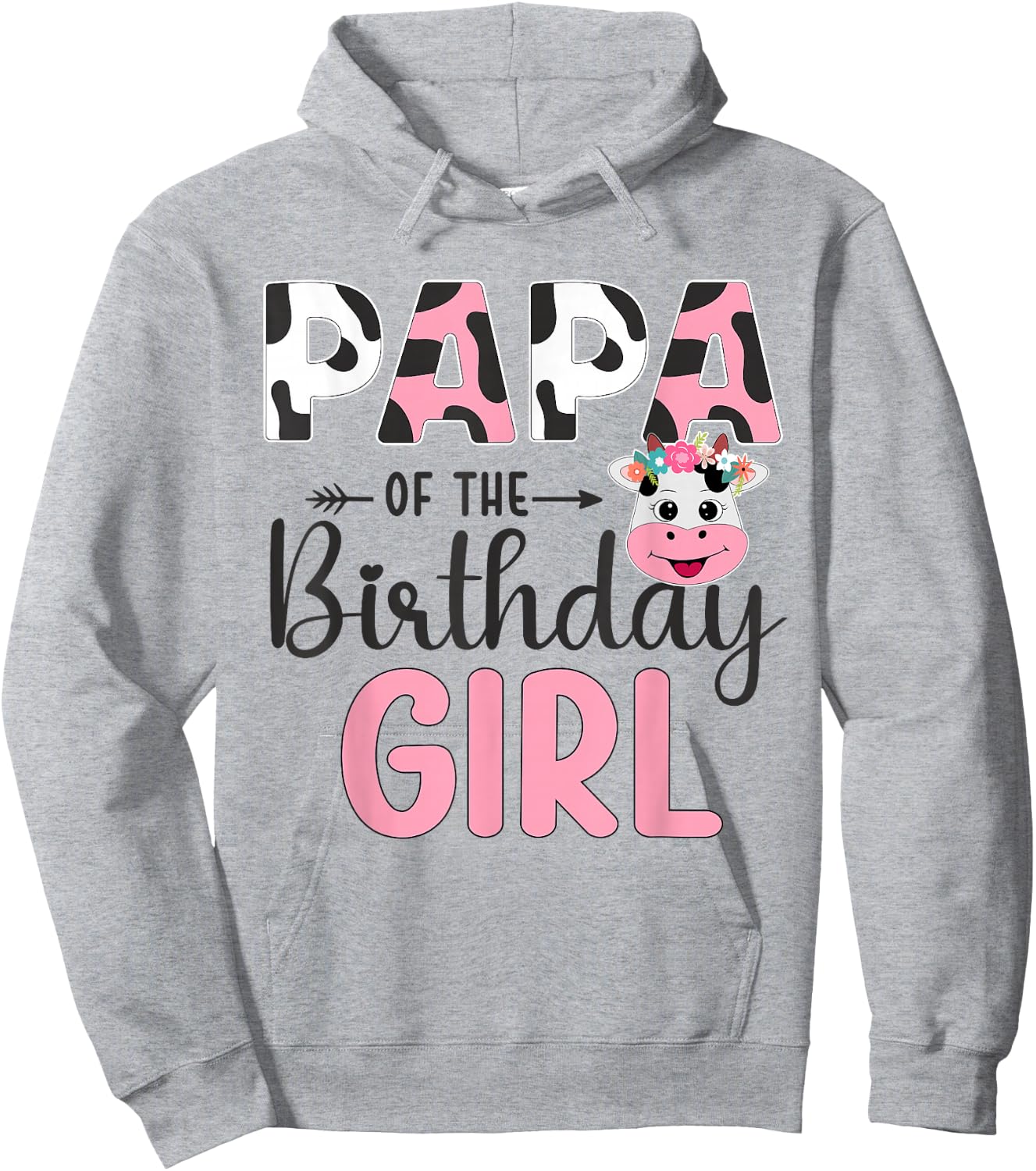 Papa of The Birthday Girl Farm Cow 1 St Birthday Girl Hoodie - Hoodie | Ash