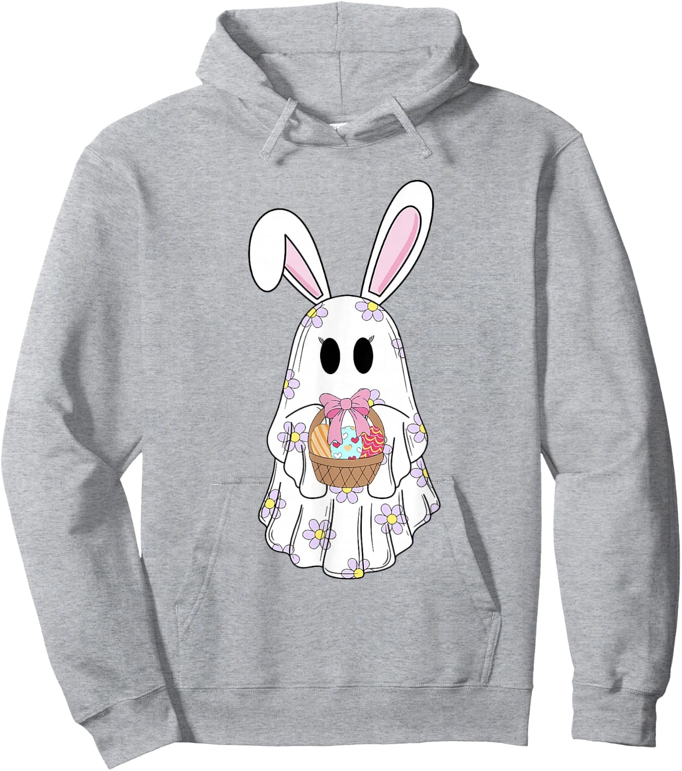 Bunny Boo Ghost Boojee Egg Easter Basket Spring Happy Easter Hoodie - Hoodie | Ash