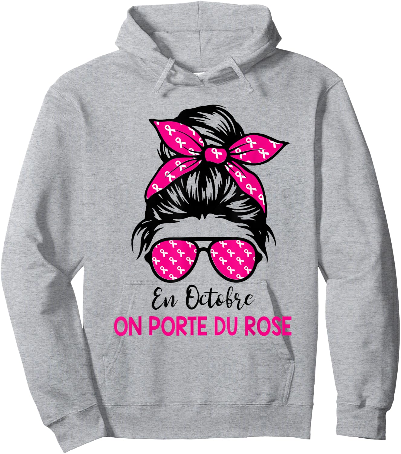 Breast Cancer October Pink Ribbon Woman In October On Wear , white, S Hoodie - Hoodie | Ash