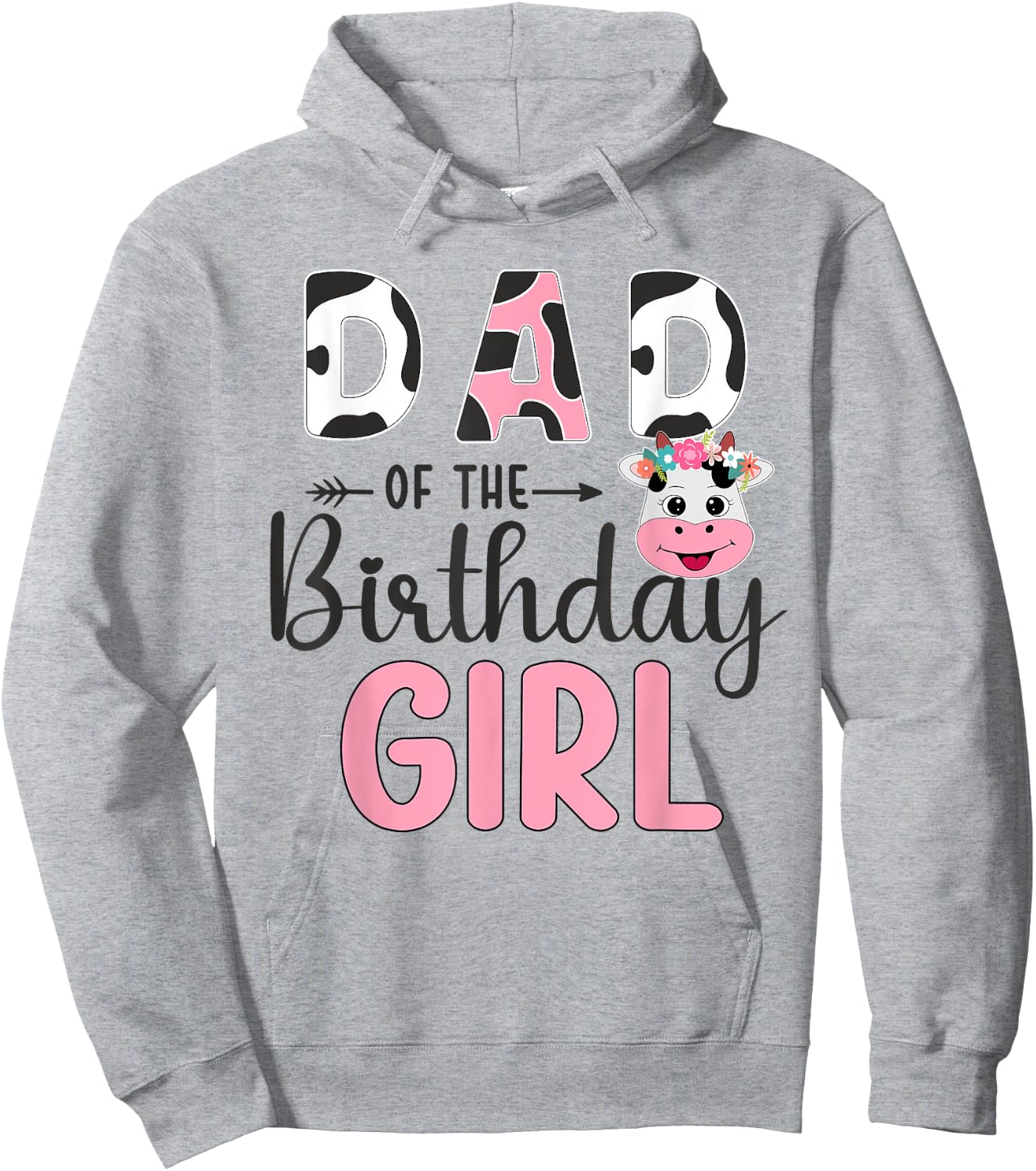 Dad Of The Birthday Girl Farm Cow 1 St Birthday Girl Hoodie - Hoodie | Ash