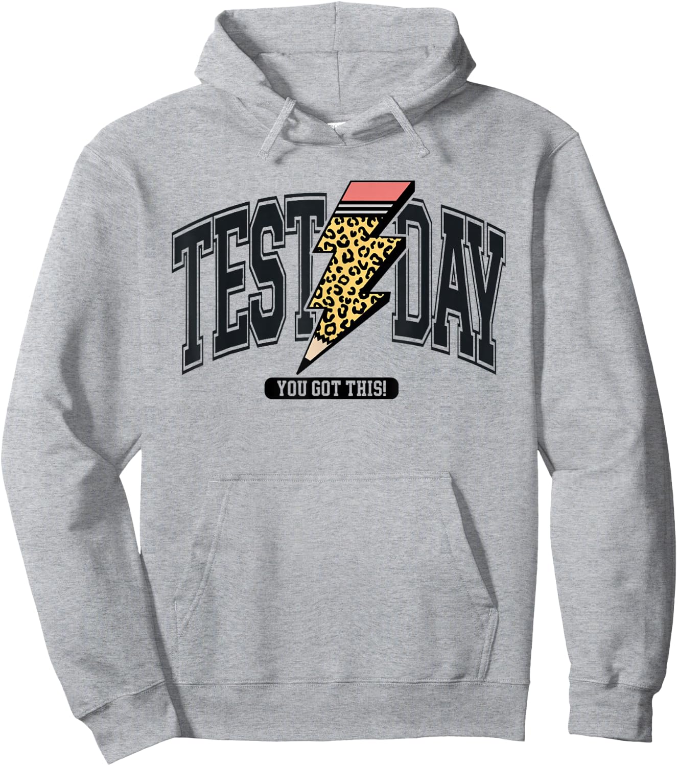 Vintage Test Day You Got This Leopard Lightning Bolt Pencil Hoodie - Hoodie | Ash