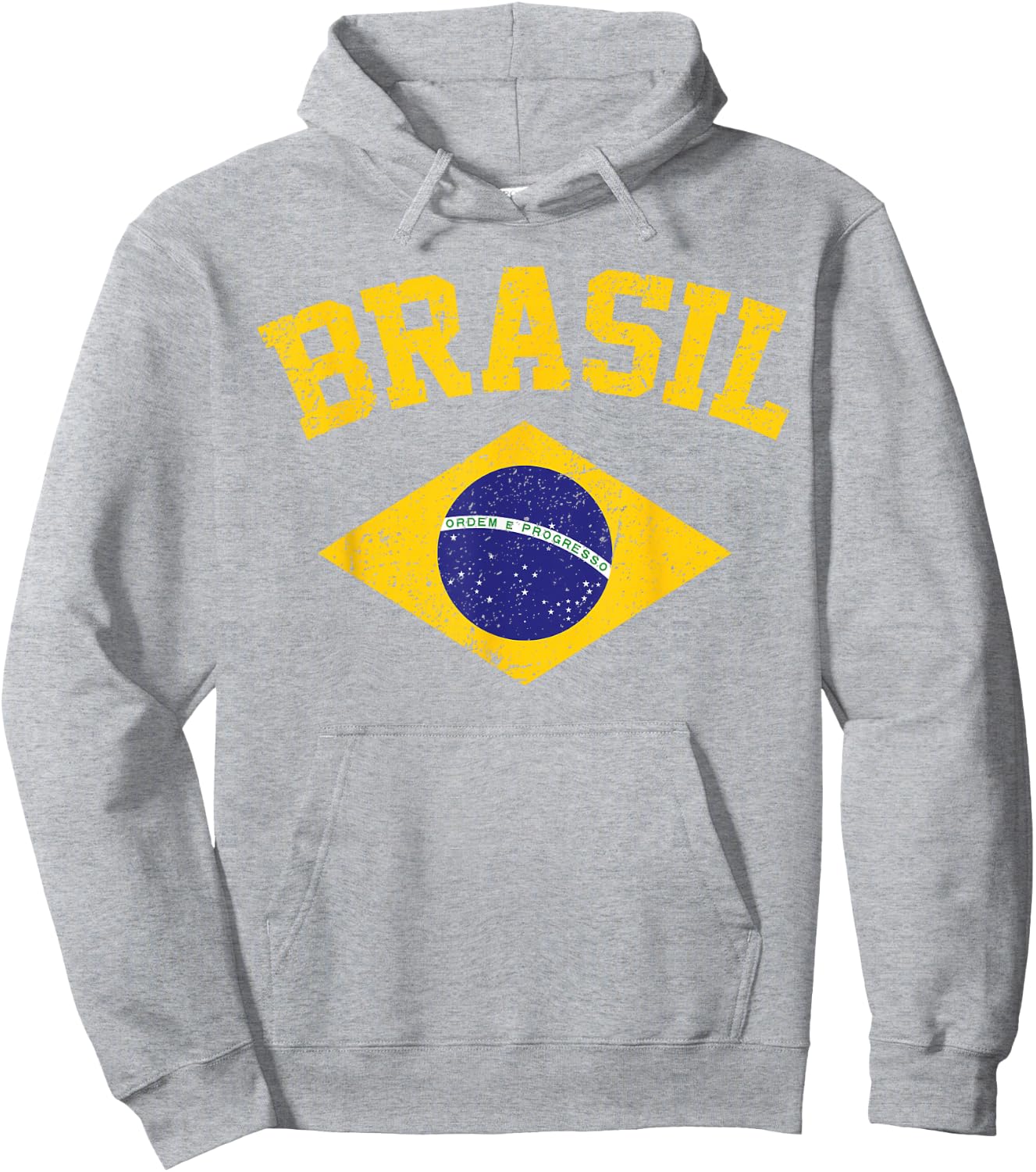 Brazilian National Flag Vintage Patriotic Football Brazil Hoodie - Hoodie | Ash